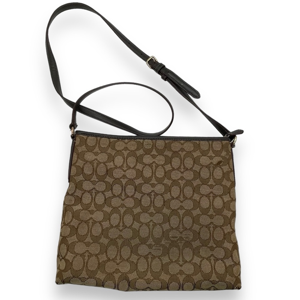 Coach purse crossbody bag all over logo print file khaki brown - Picture 2 of 9
